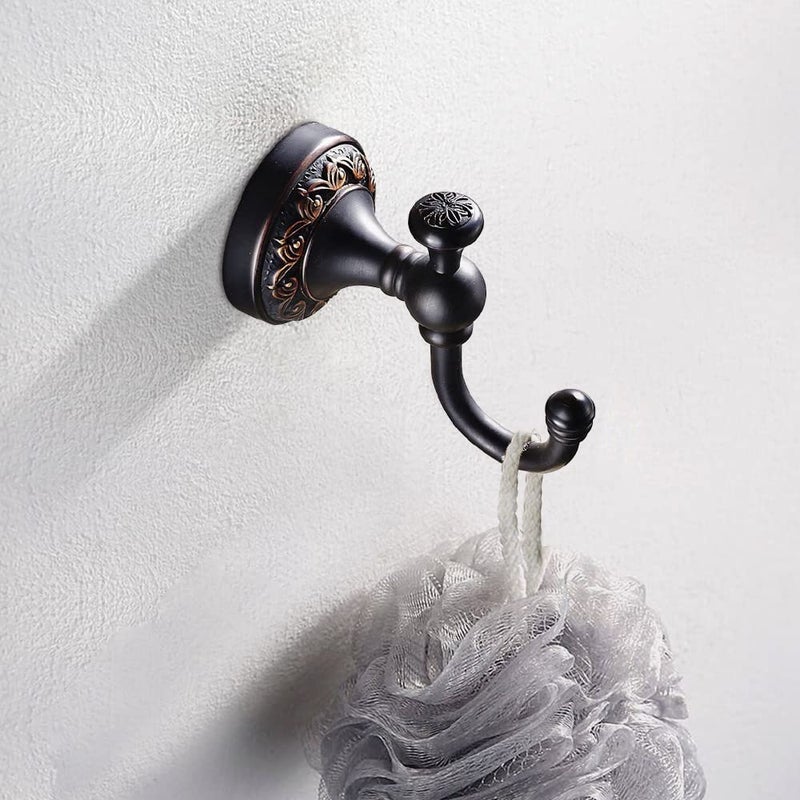 Leyden Brass Towel Hooks, Oil Rubbed Bronze Robe Hooks Antique for Bathroom Cloakroom Kitchen - Image 2